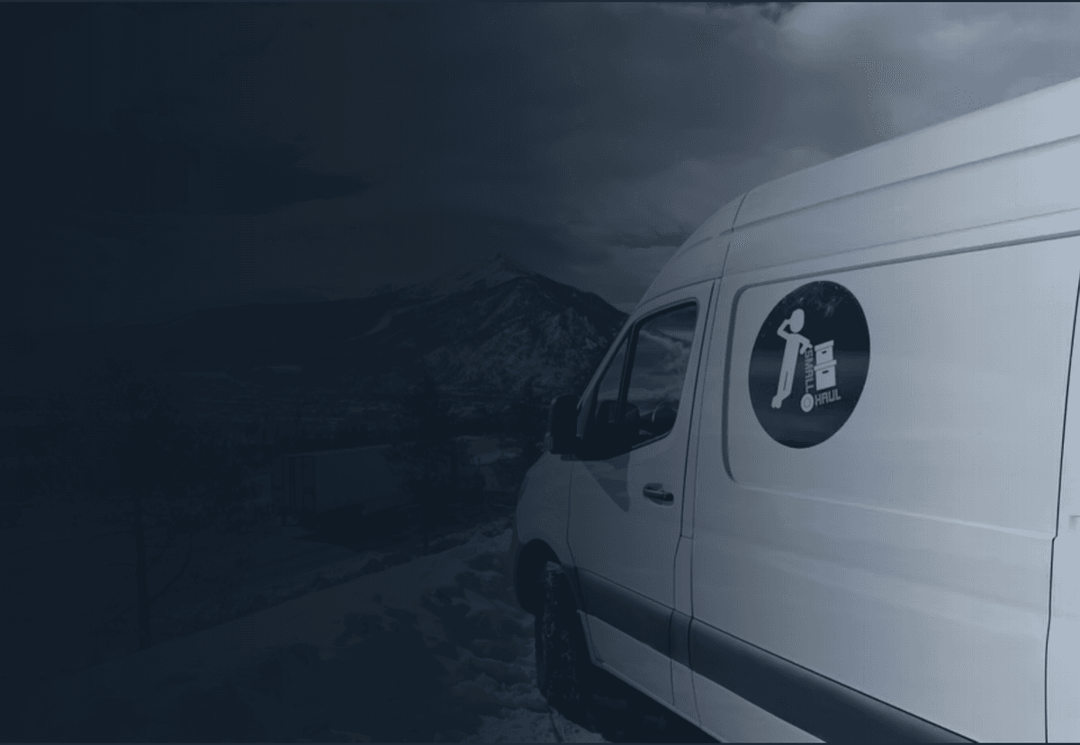 Small Haul van overlooking the Colorado mountains