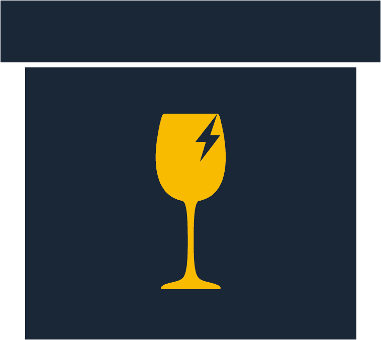 Box labeled fragile with a wine glass