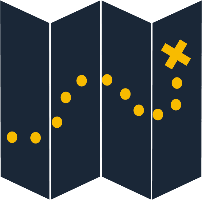 Folded map with a location pin